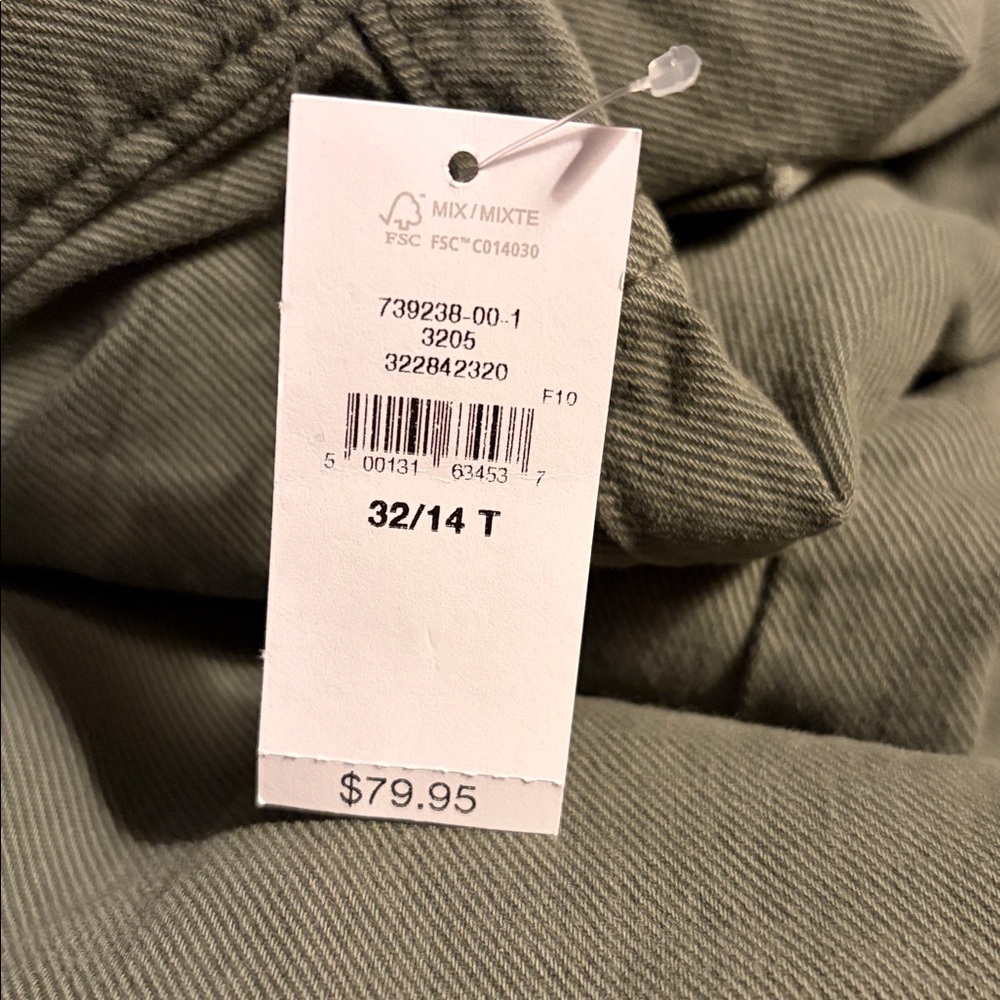 Gap High-Rise Barrel Jeans NWT 32/14 Tall Khaki Green Baggy Skater Streetwear - Picture 9 of 9